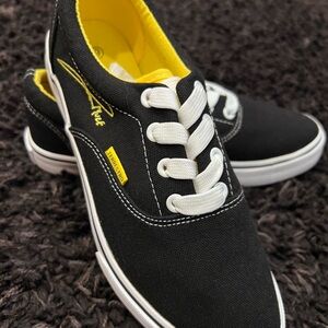 Black and Yellow Sneakers with White Laces